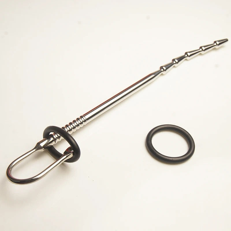 Metal Urethral Plug with Glans Ring – Beaded Stainless Steel Sounding Device for Men