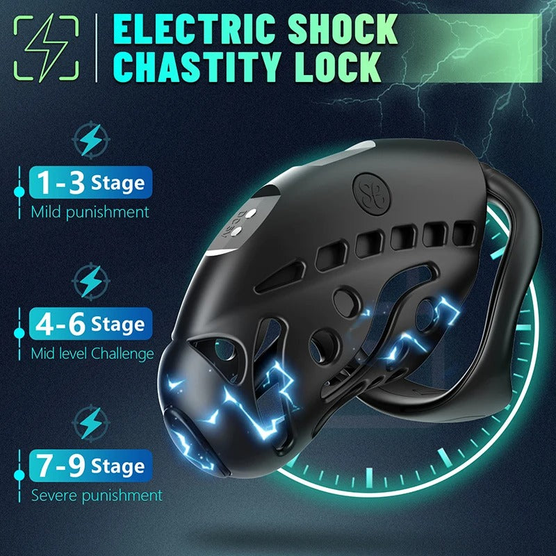 Remote Control Electric Chastity Cage – Male Locking Device with Plug & Adjustable Rings