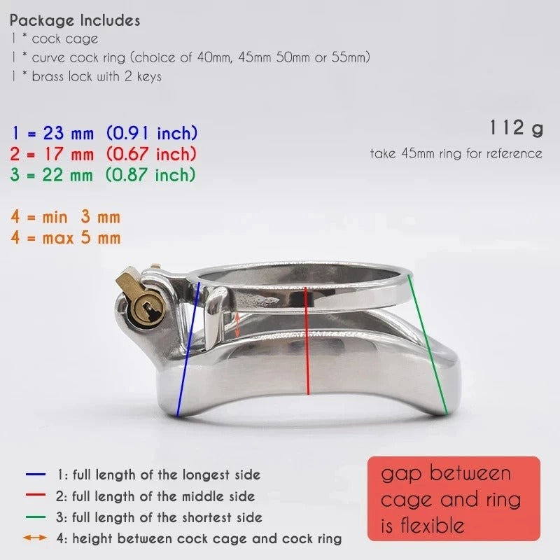 Stainless Steel Male Chastity Cage with Double Ring – Small Chastity Device