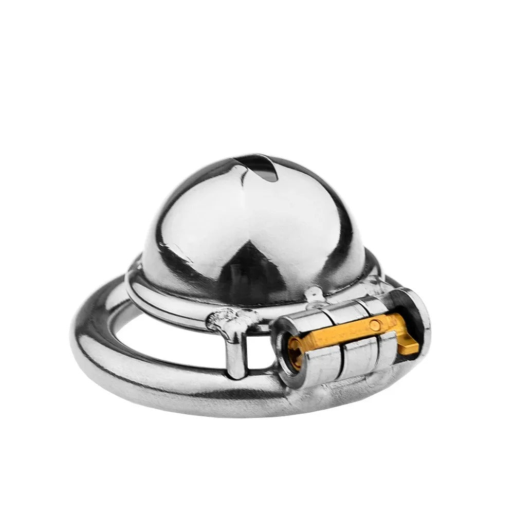 Super Small Hemispherical Stainless Steel Male Chastity Device with Cock Ring