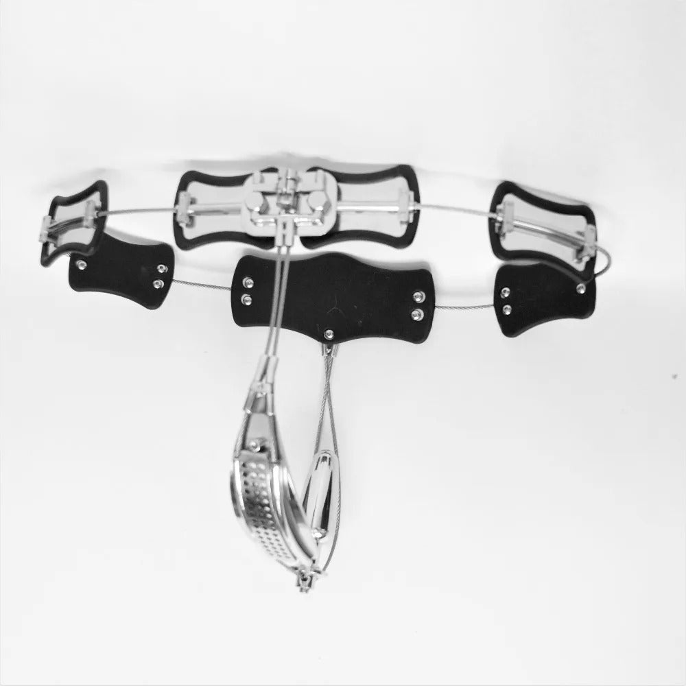 Adjustable Stainless Steel Female Chastity Belt – T-Style Secure Locking Device