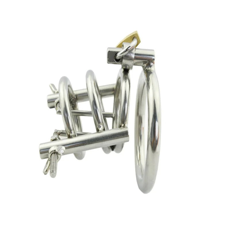 Stainless Steel Men’s Chastity Device Ring & Plug Set