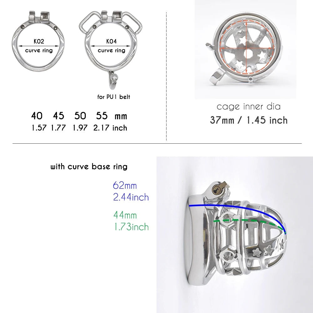Metal Chastity Cage With Lock – Adjustable Screw Spikes Side