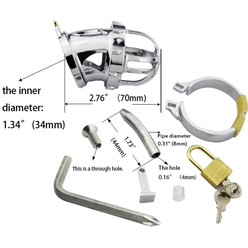 Male Chastity Device with Urethral Catheter and Locking Ring