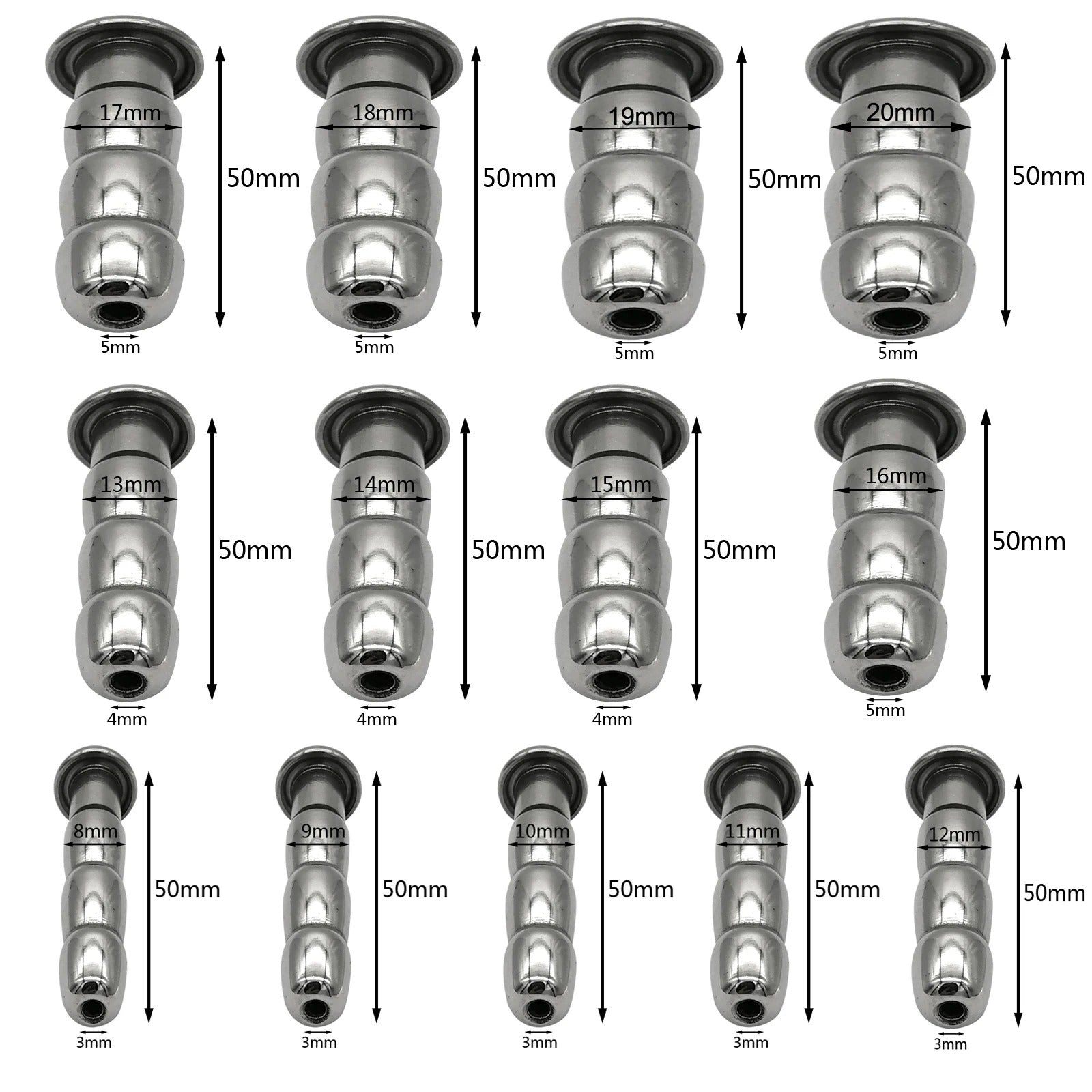 Stainless Steel Urethral Sound for Men | Adult Toy | Size 8mm–20mm