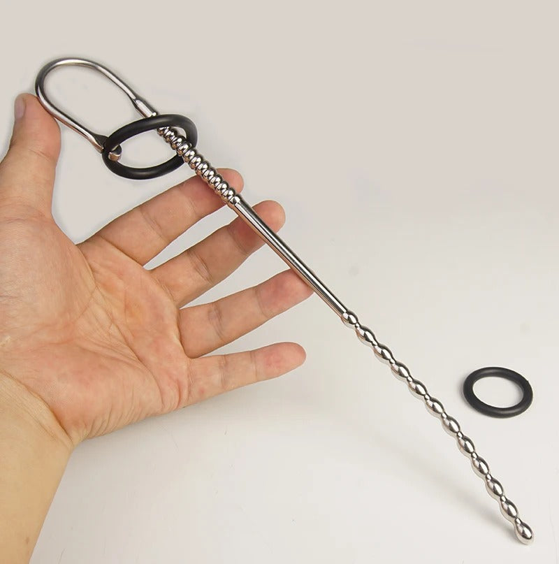 Metal Urethral Plug with Glans Ring – Beaded Stainless Steel Sounding Device for Men