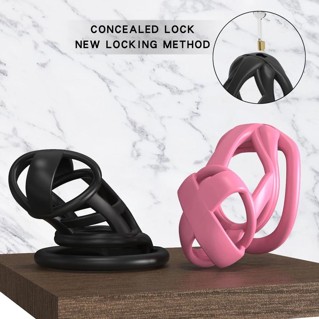 Model X Male Chastity Device Sleeve with Lock and 4 Rings