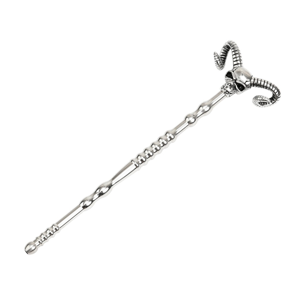 140mm Hollow Stainless Steel Urethral Sound | Skull Head Design