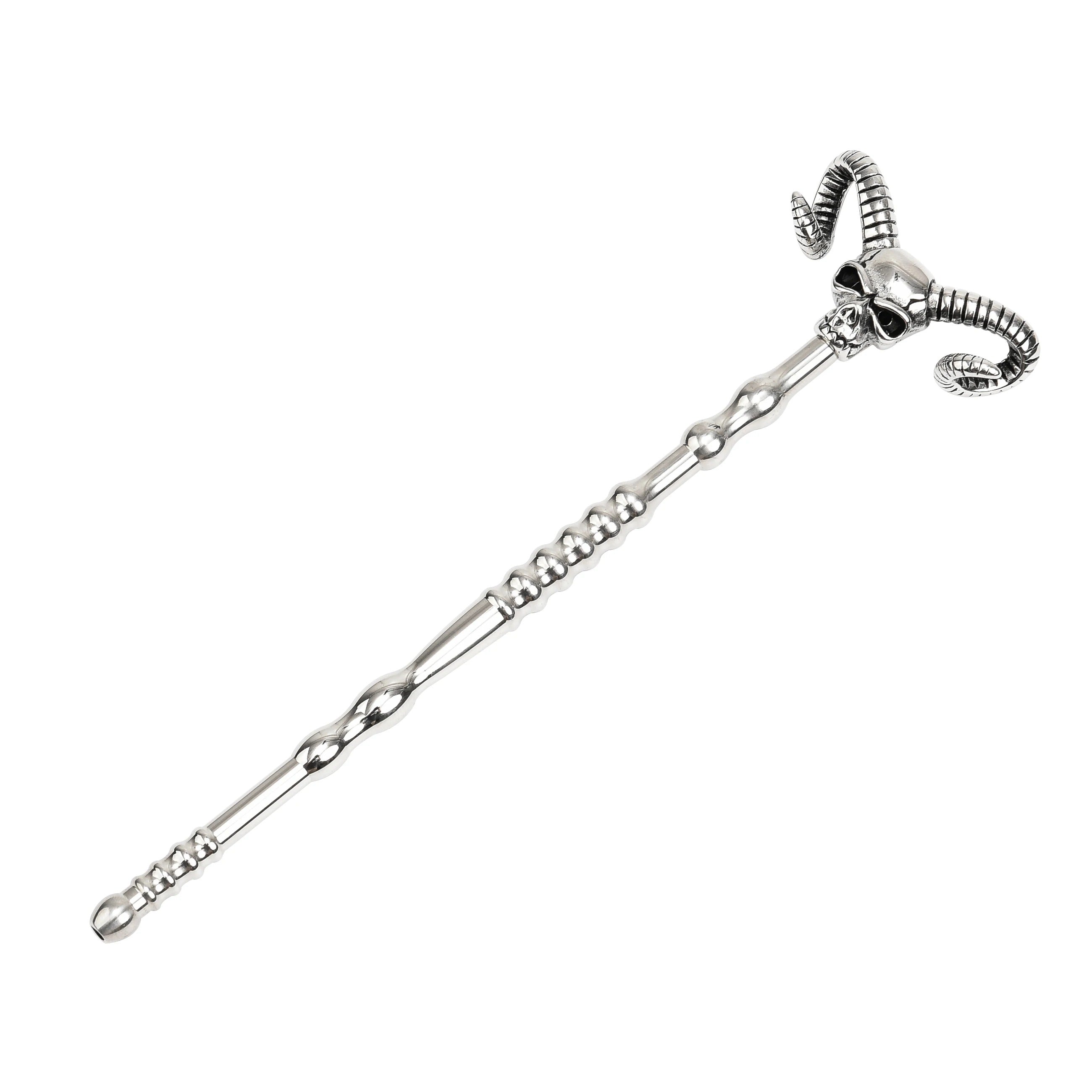 140mm Hollow Stainless Steel Urethral Sound | Skull Head Design