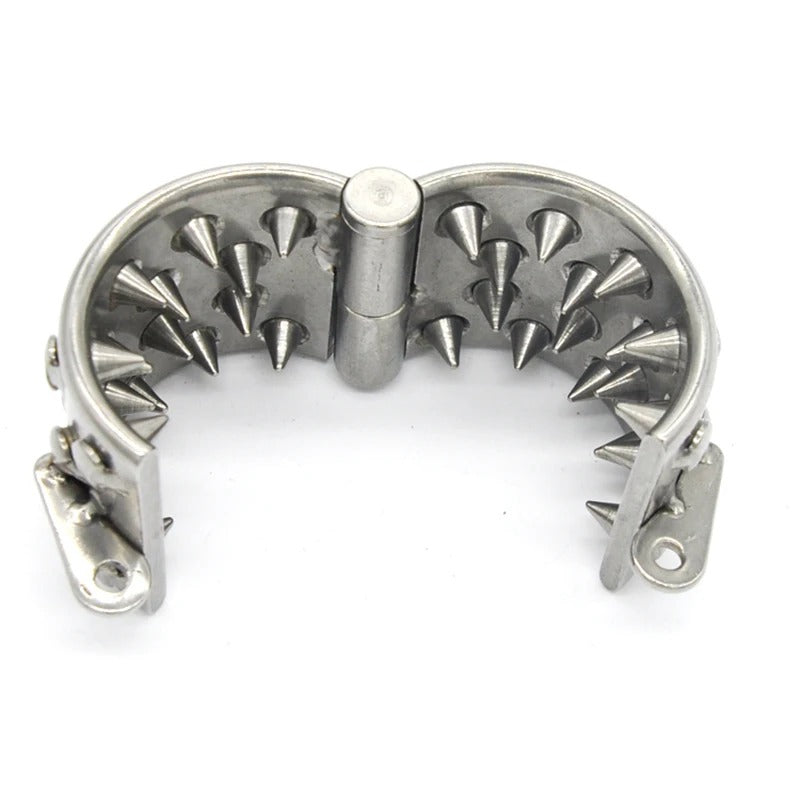 Stainless Steel Male Chastity Ring – 4-Row Locking Design Pendant Device