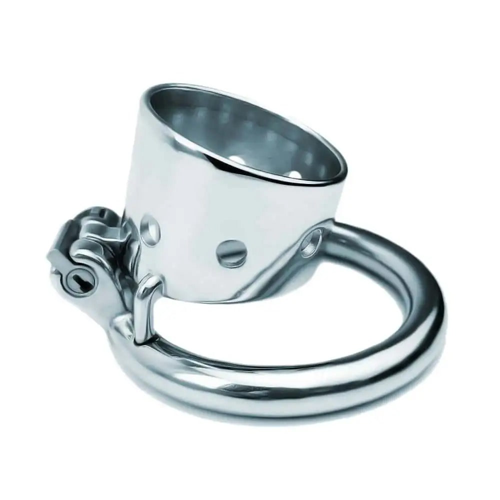 Steel Short Hollow Male Chastity Device – Round Ring Locking Cage