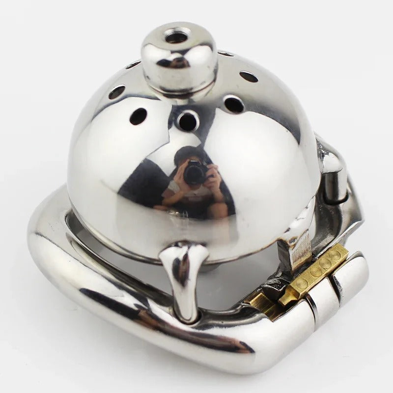 Super Small Stainless Steel Male Chastity Device – Cage with Removable Sound and Spiked Ring