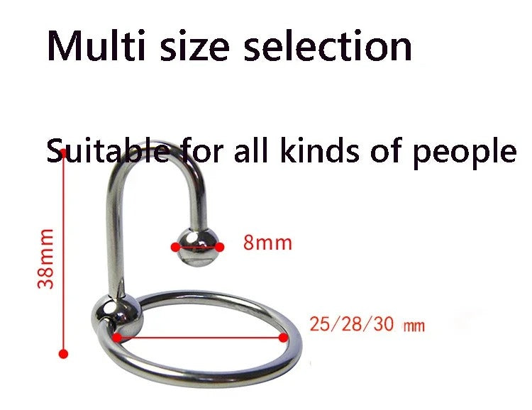 Stainless Steel Urethral Dilator & Penis Ring – Metal Locking Ring for Men