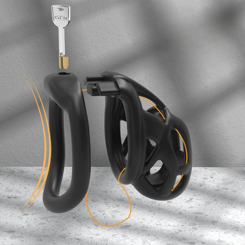 3D Invisible Chastity Cage with 4 Arc Rings – Discreet Locking Device for Men