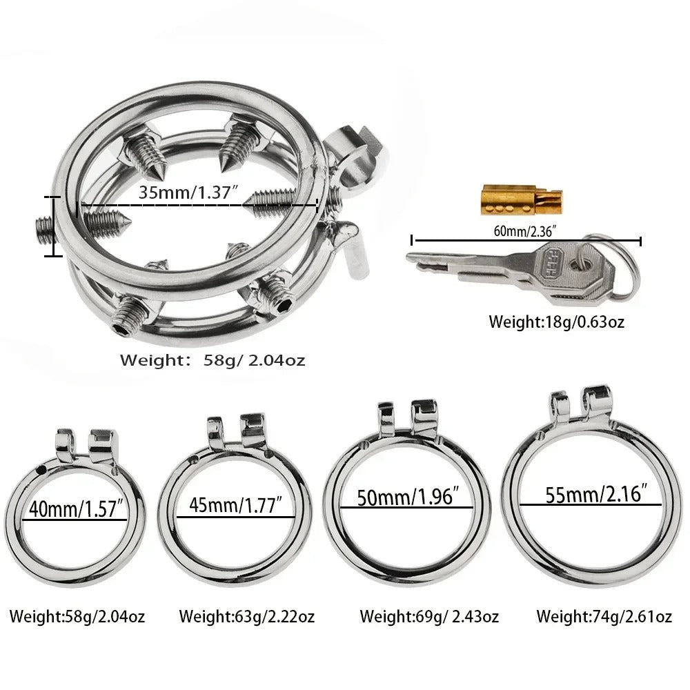 Stainless Steel Male Chastity Device – Secure Locking Cage with Belt Design