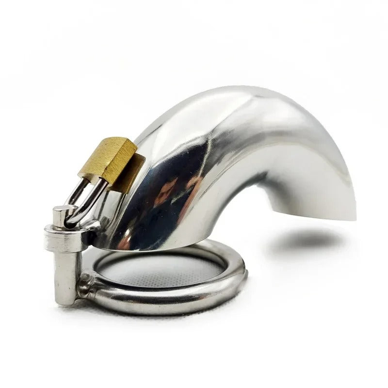 Large Metal Male Chastity Cage – Secure Stainless Steel Locking Device with Adjustable Rings