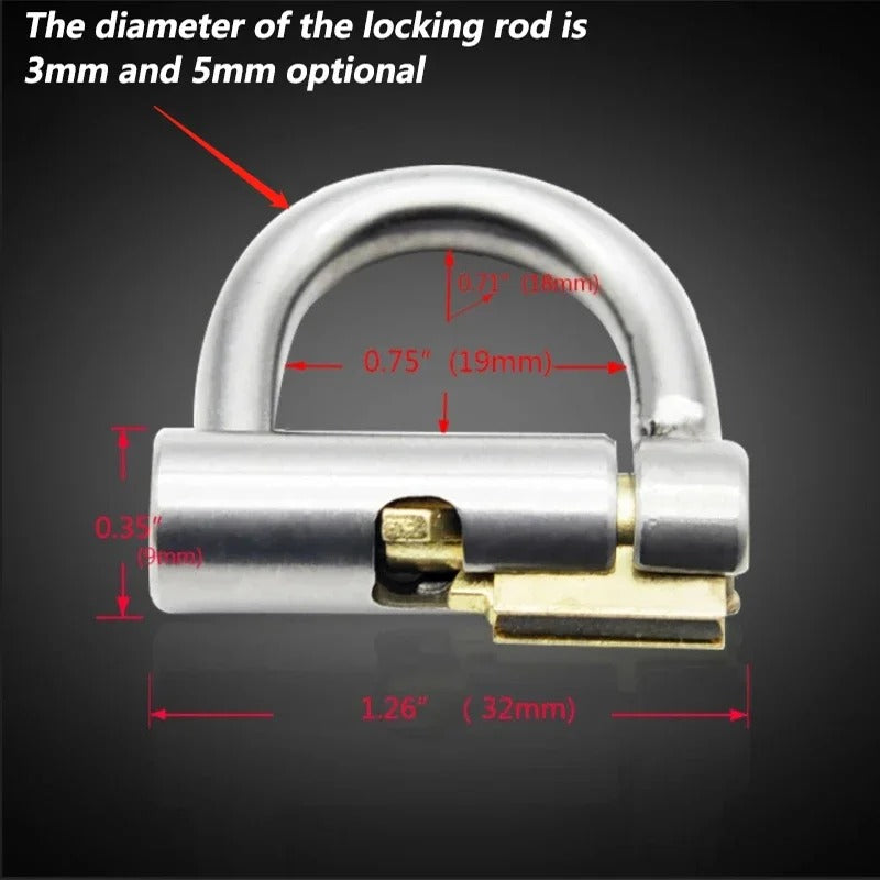 Luxury Stainless Steel Male Chastity Device with Titanium Plug PA Lock