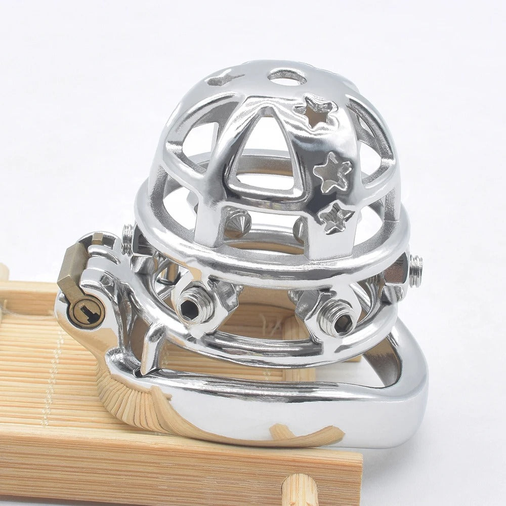 Metal Chastity Cage With Lock – Adjustable Screw Spikes Side