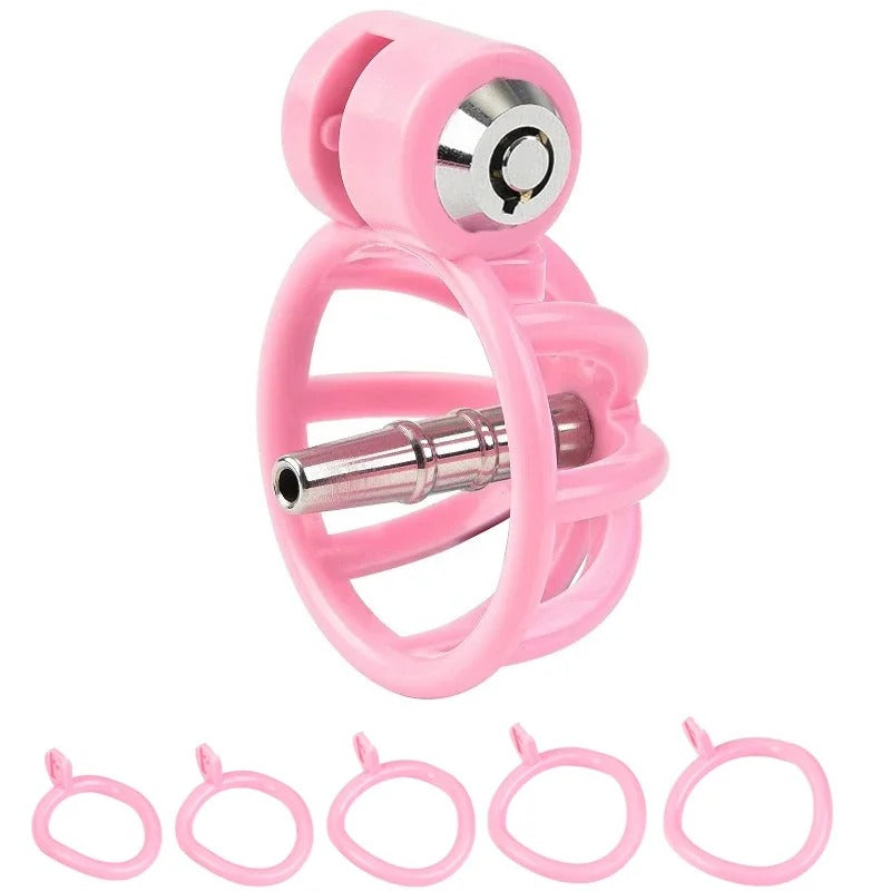 Chastity Cage Set Small Bird Chastity Cage Belt With Padlock 5 Cock Ring