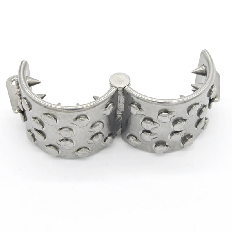 Stainless Steel Male Chastity Ring – 4-Row Locking Design Pendant Device