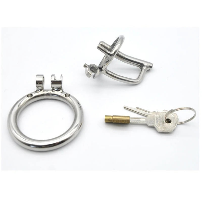 Stainless Steel Male Chastity Device with Stealth Lock and Ring Sleeve