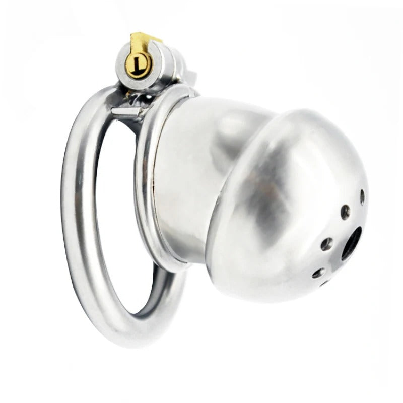 Small Stainless Steel Male Chastity Cage with Secure Base Ring High-Quality Metal