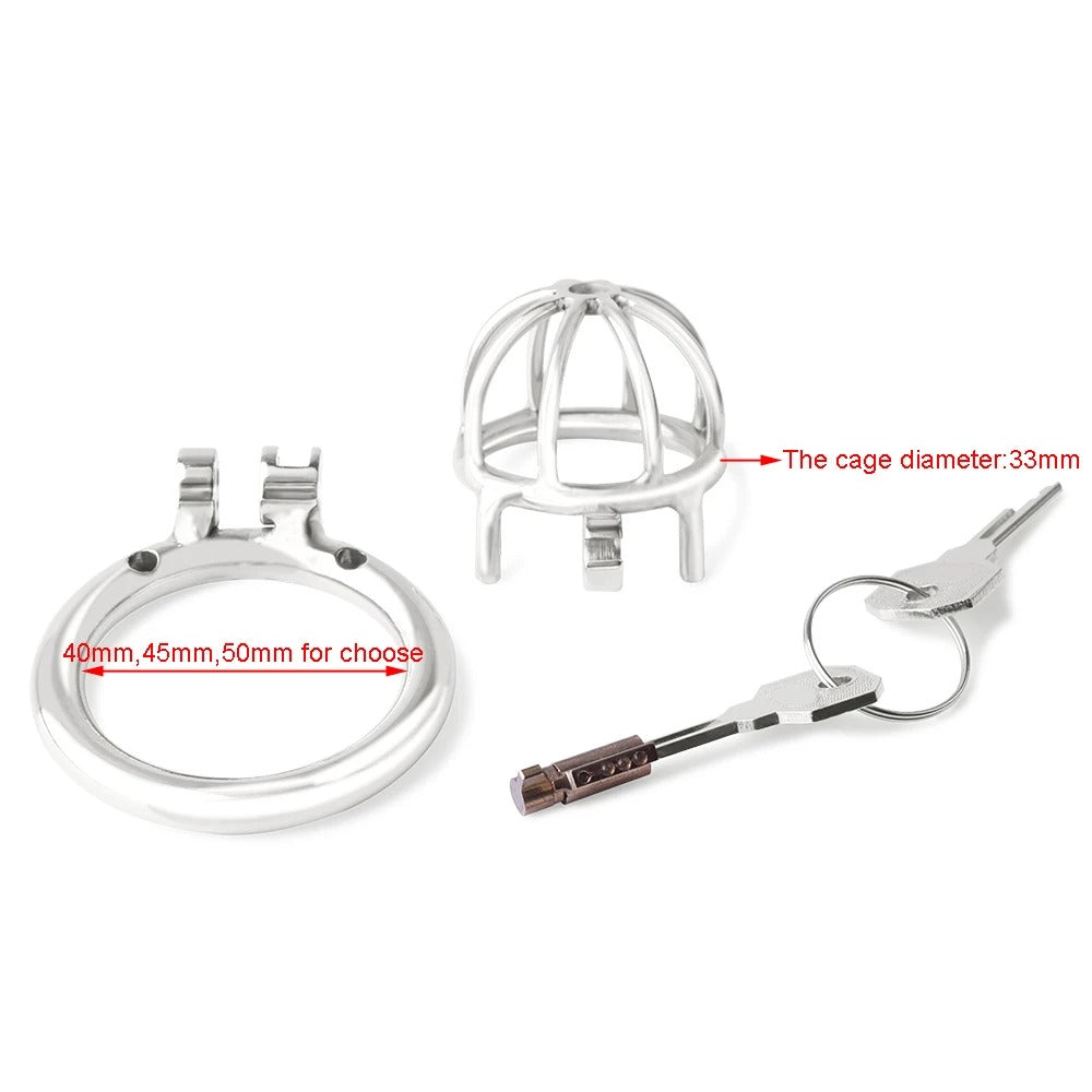 Super Small Stainless Steel Male Chastity Device with Ring