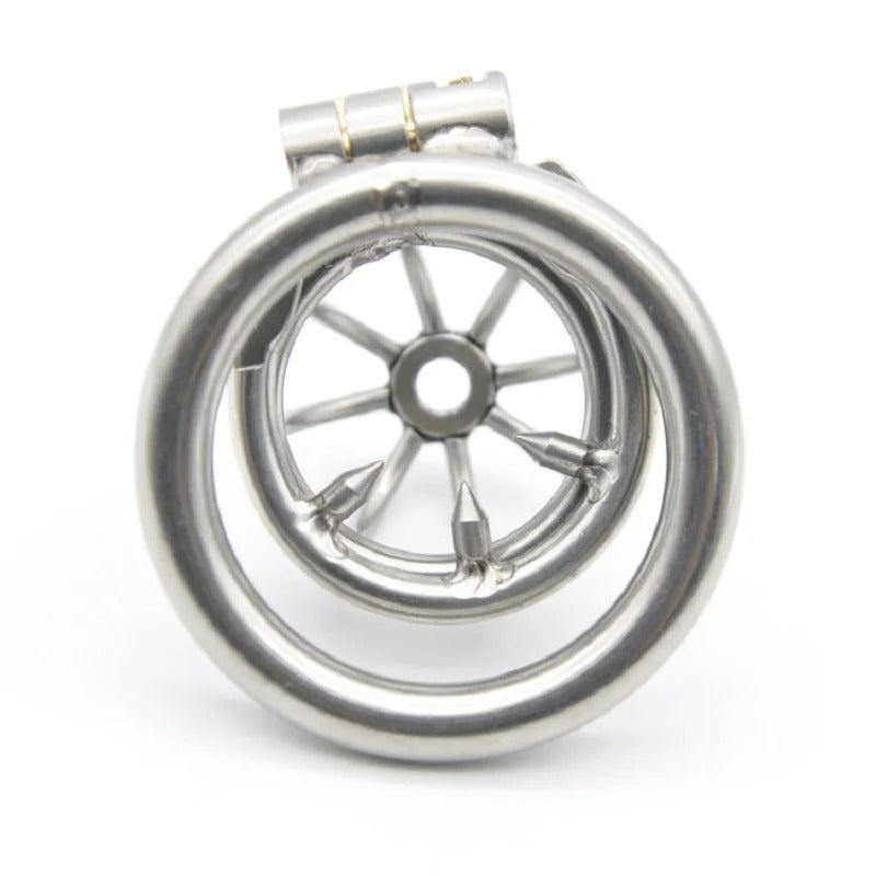 Stainless Steel Male Chastity Device with Urethral Catheter and Anti-Off Ring