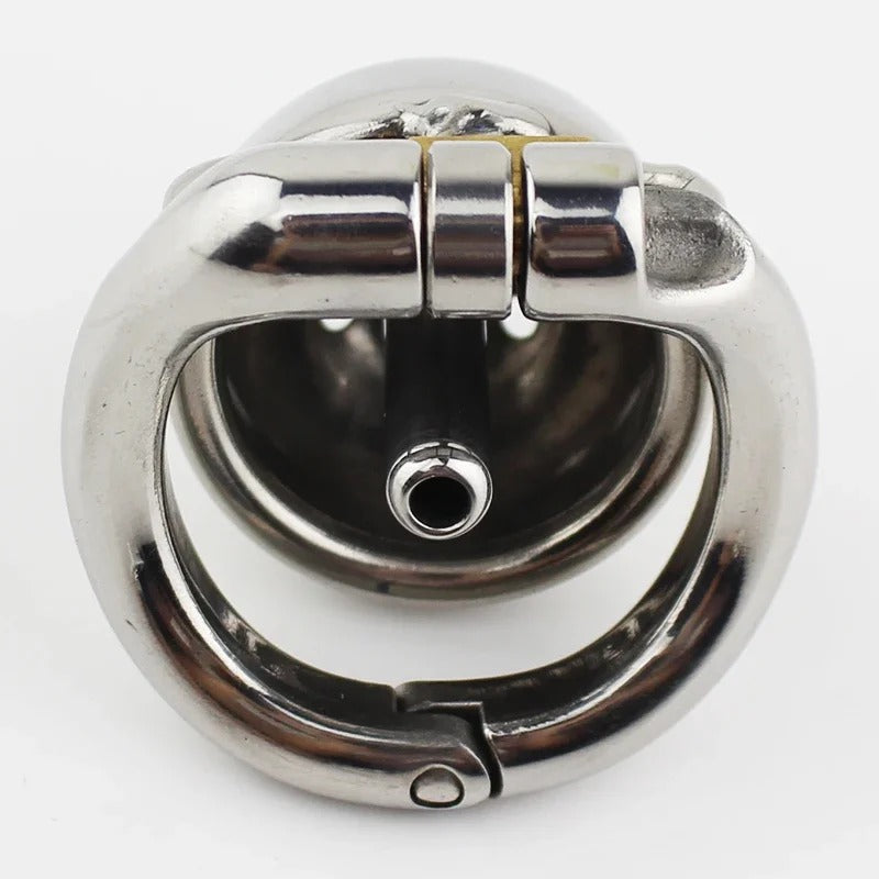 Super Small Stainless Steel Male Chastity Device – Cage with Removable Sound and Spiked Ring