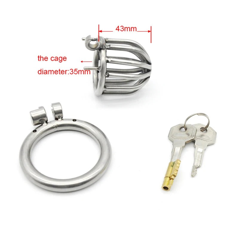 Stainless Steel Compact Male Chastity Device with Secure Lock