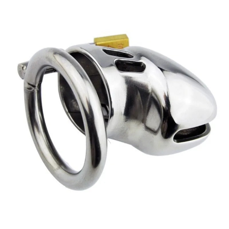 Male Stainless Steel Small Chastity Device with Padlock and Ring BDSM