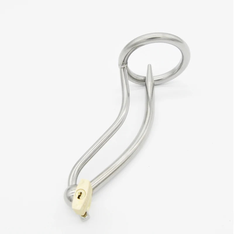 Steel Male Chastity Device with Catheter and Chastity Cage Ring Medical Grade Steel