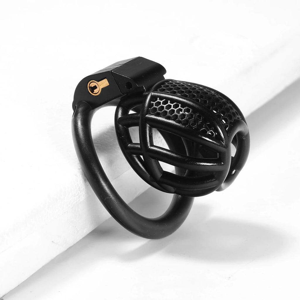 Mini Male Chastity Device With 4 Rings– ABS Locking Cage with Curved Ring Design