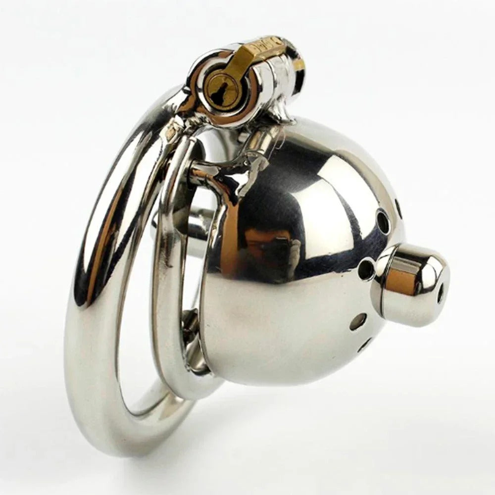 Super Small Stainless Steel Male Chastity Device – Removable Sound and Spiked Ring Design