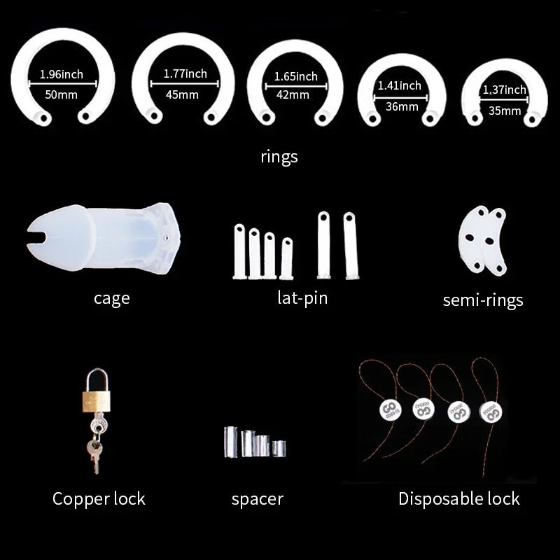 Upgraded Silicone Male Chastity Cage with 5 Rings | BDSM Urethral Device for Men