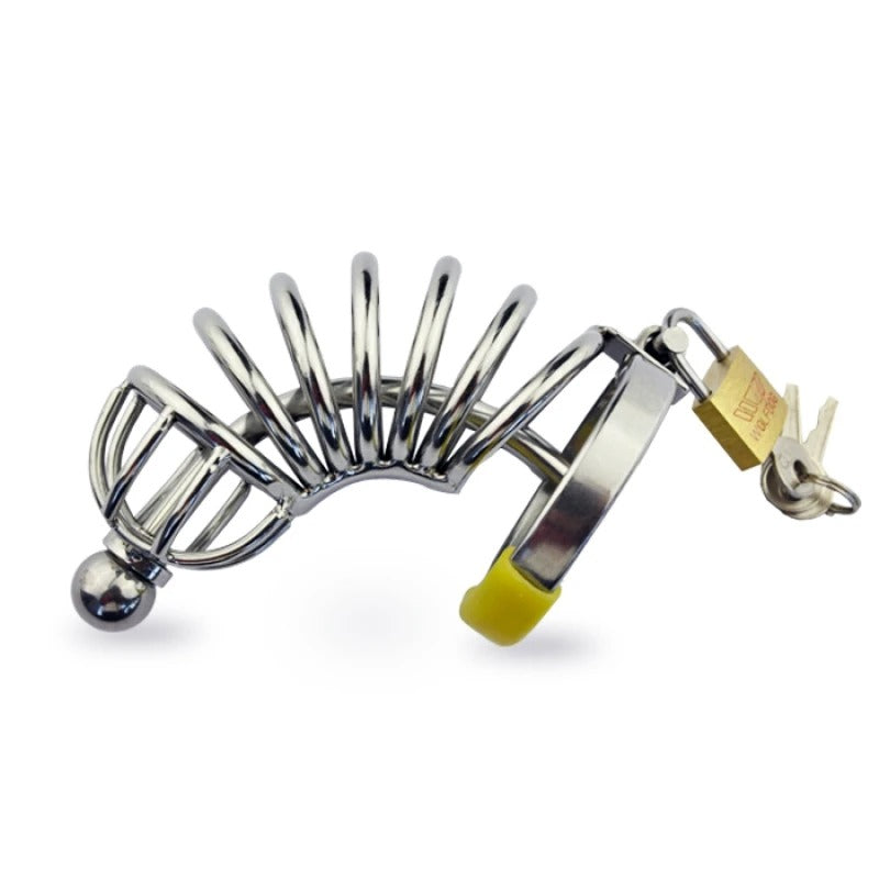 Stainless Steel Long Male Chastity Device with Urethral Catheter