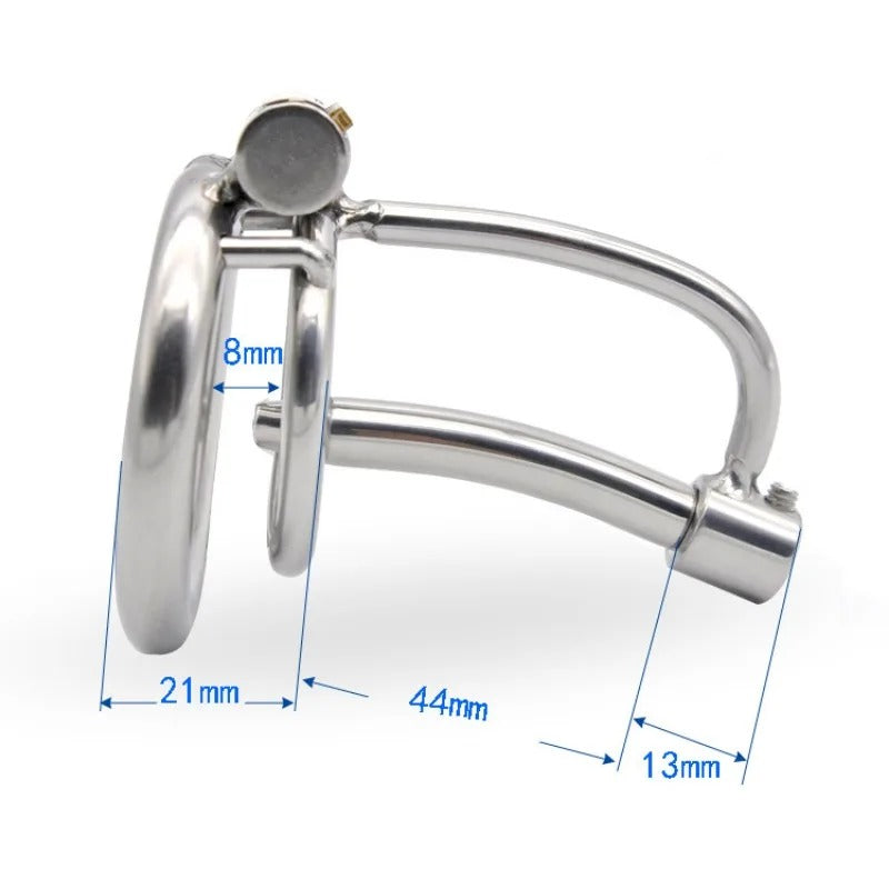 316 Stainless Steel Male Chastity Device with Removable Catheter and Stealth Lock