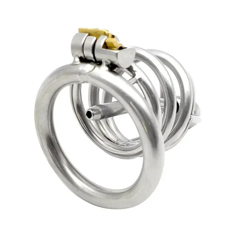 Male 304 Stainless Steel Chastity Device with Urethra Catheter Large Cage