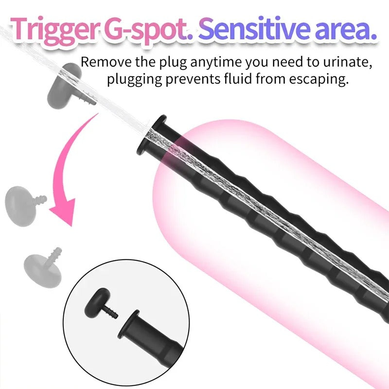 Long Silicone Penis Plug – Hollow Urethral Catheter Dilator for Adults