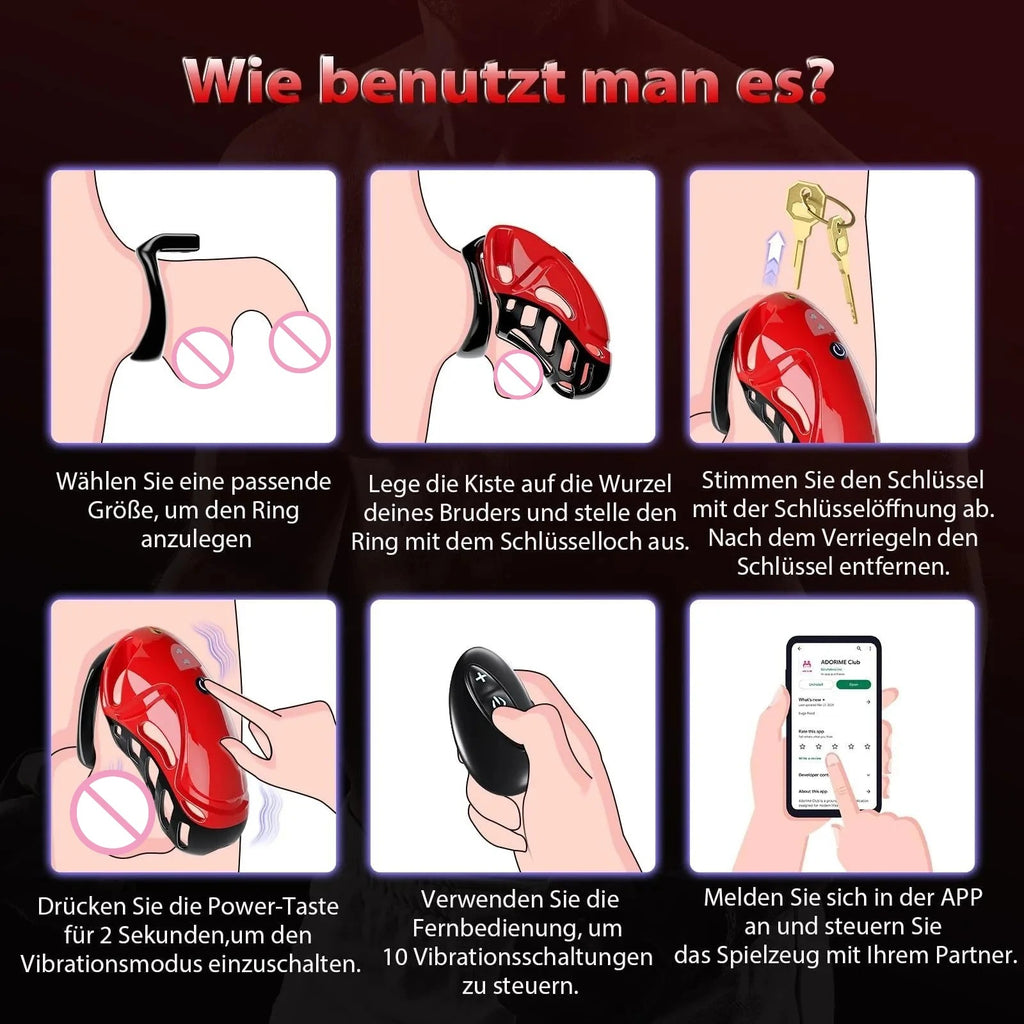App-Controlled Vibrating Chastity Lock – Remote Control Male Device with Secure Fit