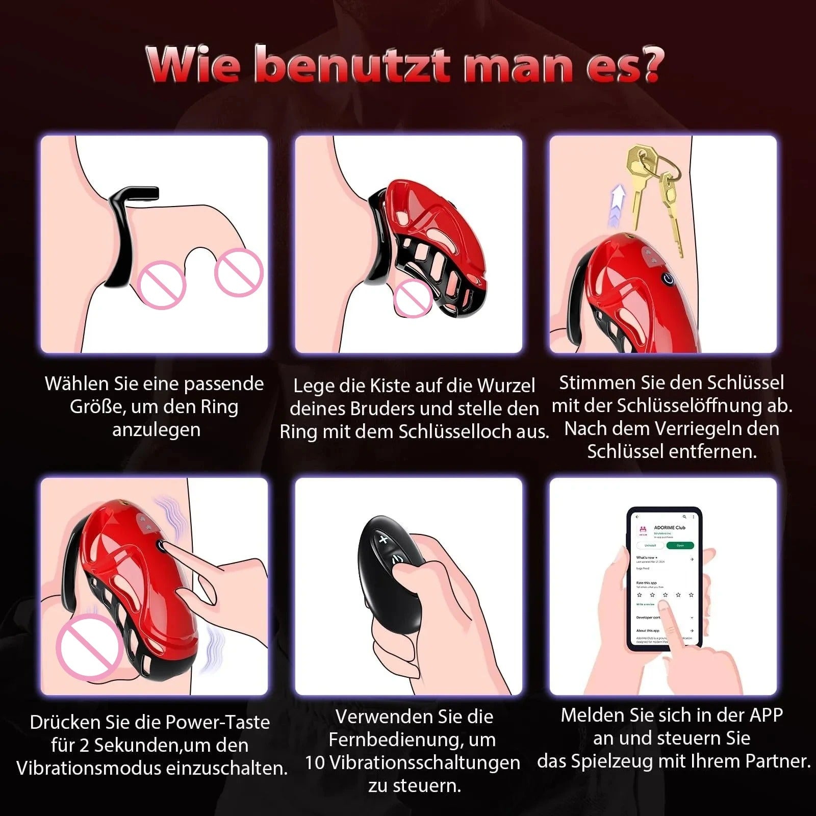 App-Controlled Vibrating Chastity Lock – Remote Control Male Device with Secure Fit