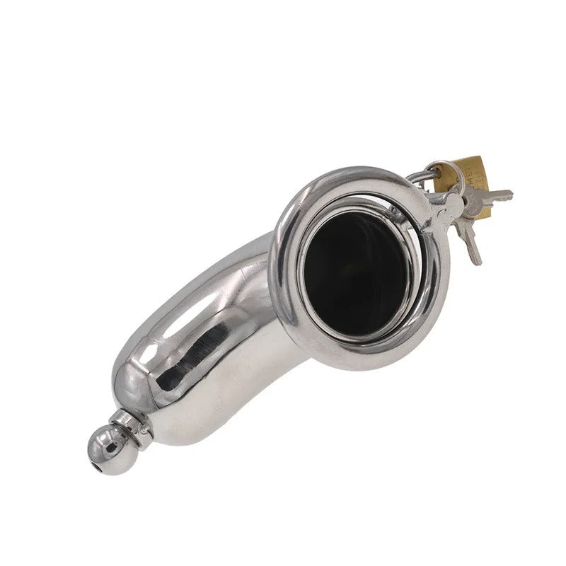 304 Stainless Steel Male Chastity Cage with Urethral Catheter – Secure Locking Device for Men
