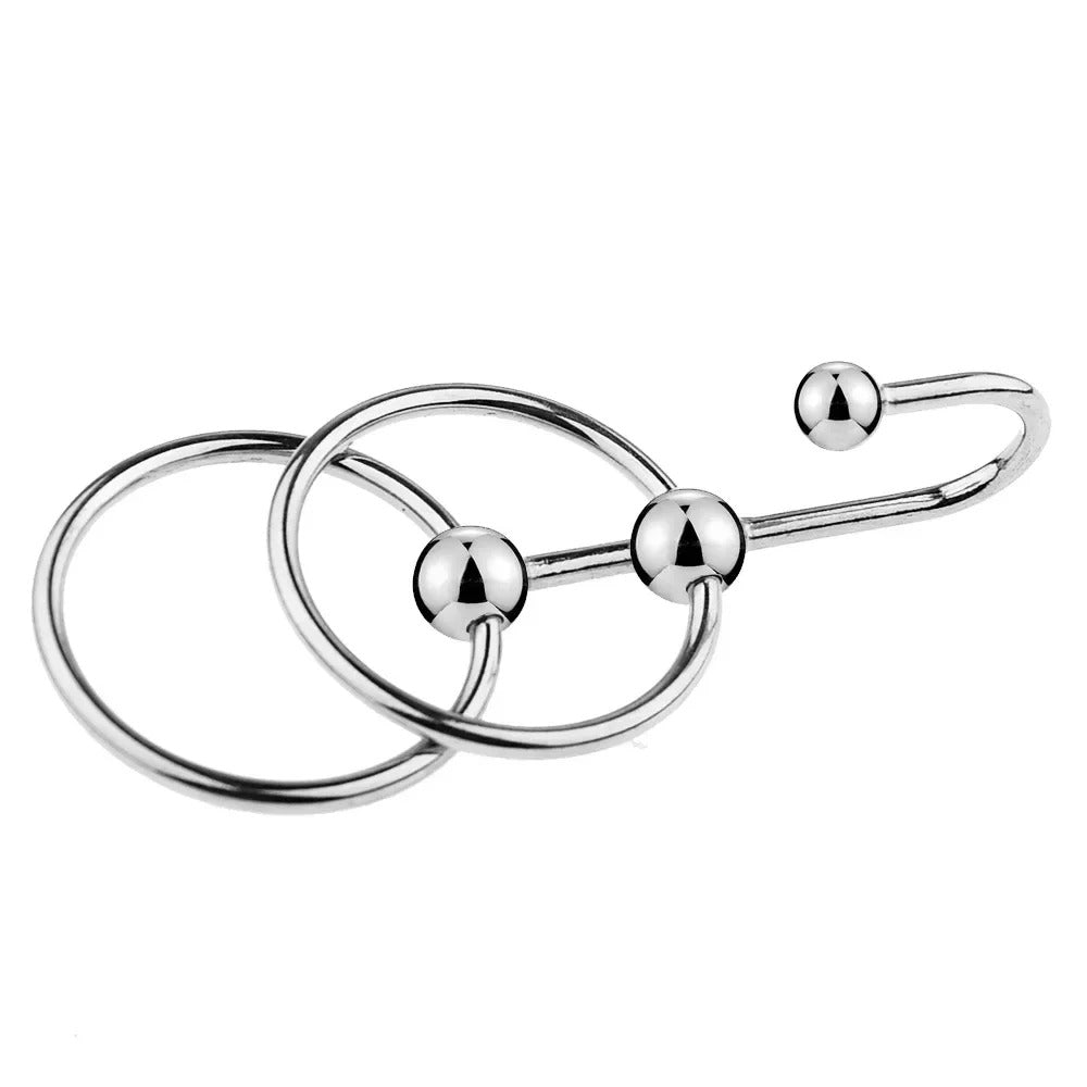 Stainless Steel Urethral Dilator & Cock Ring – Ejaculation Delay Locking Penis Device for Men