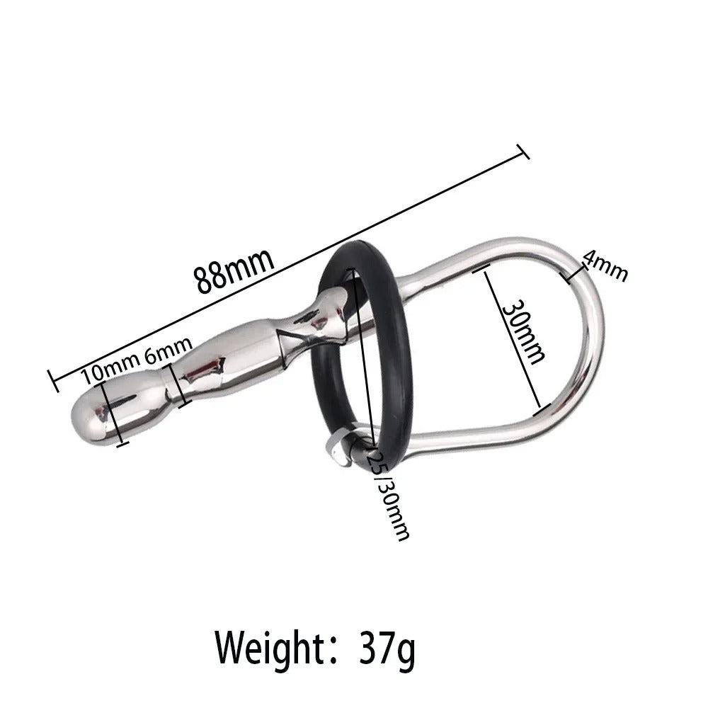 Stainless Steel Urethral Sound with Glans Ring