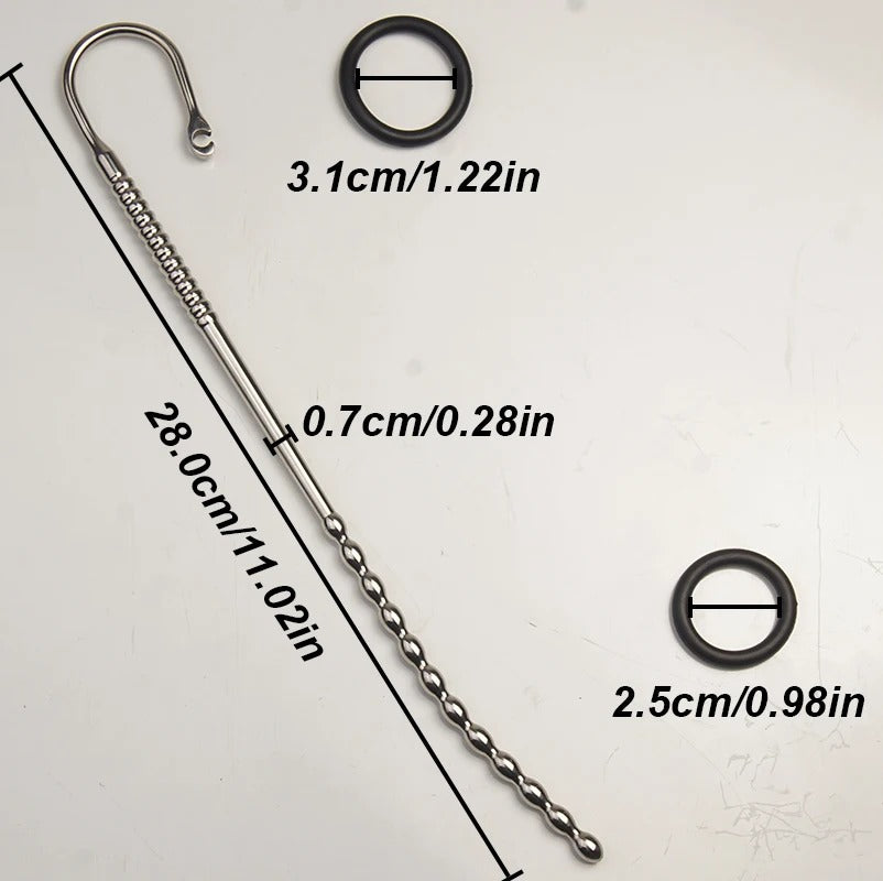 Metal Urethral Plug with Glans Ring – Beaded Stainless Steel Sounding Device for Men