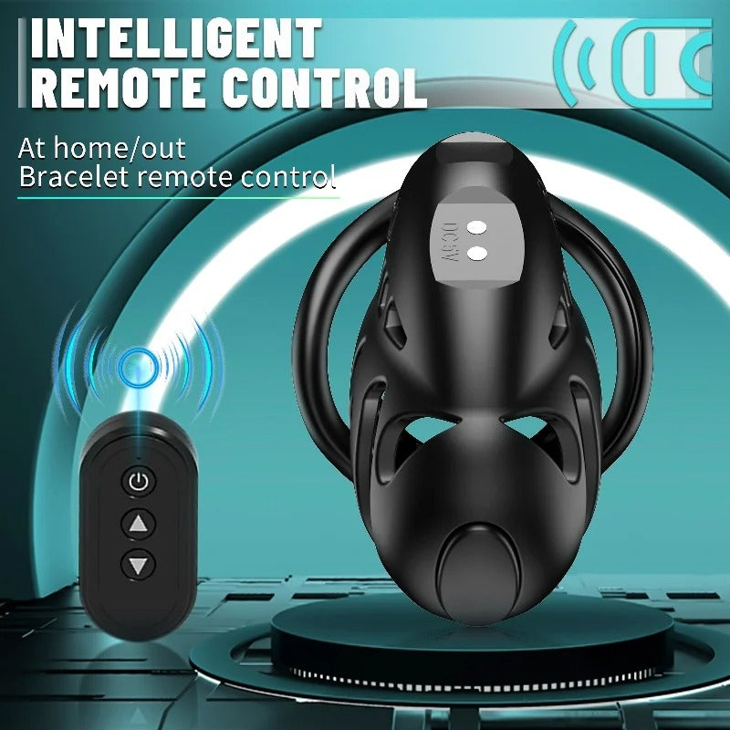 Remote Control Electric Chastity Cage – Male Locking Device with Plug & Adjustable Rings