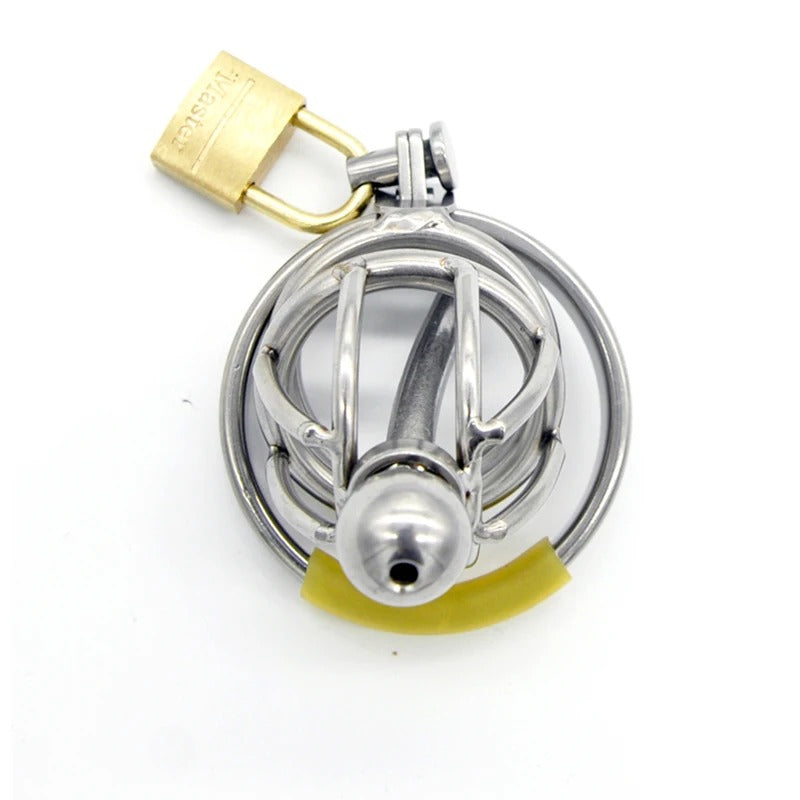 Metal Stainless Steel Male Chastity Cage with Catheter Plug