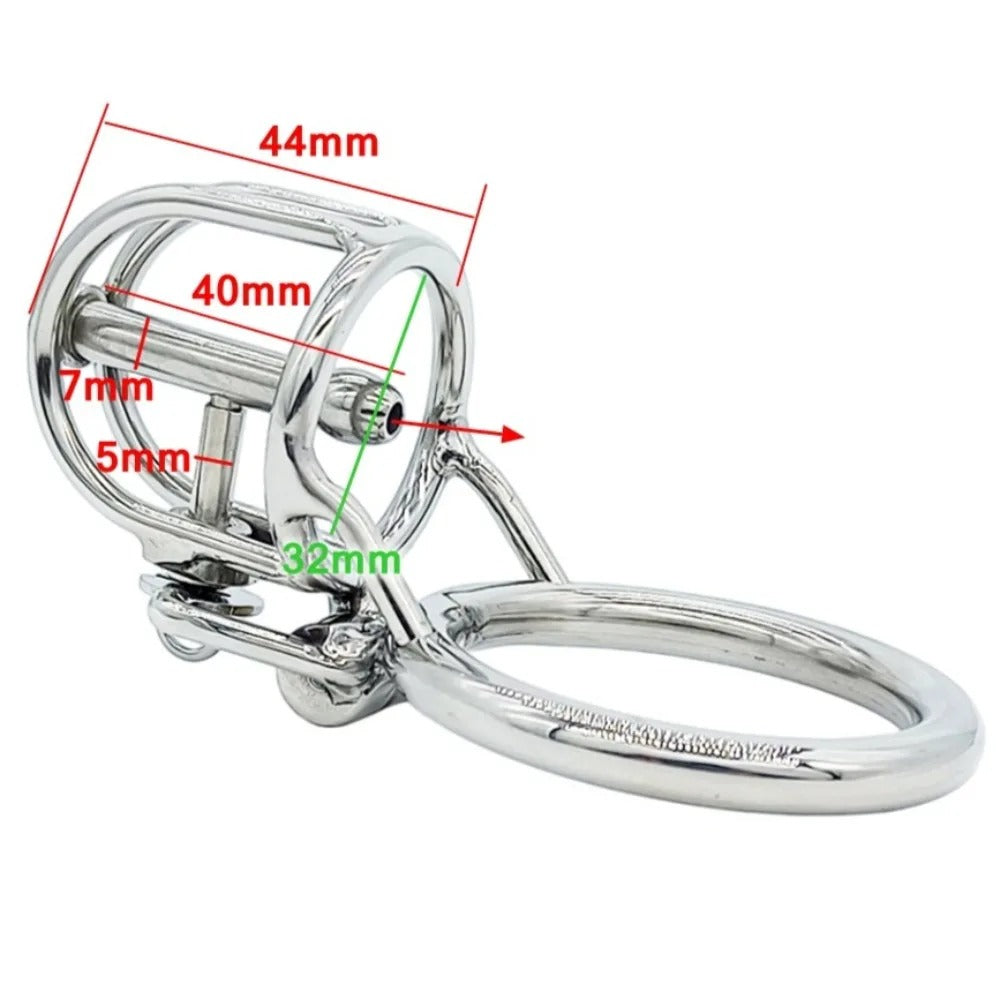 Metal PA Male Chastity Cage – Stainless Steel Locking Device with Fixed Urethral Catheter