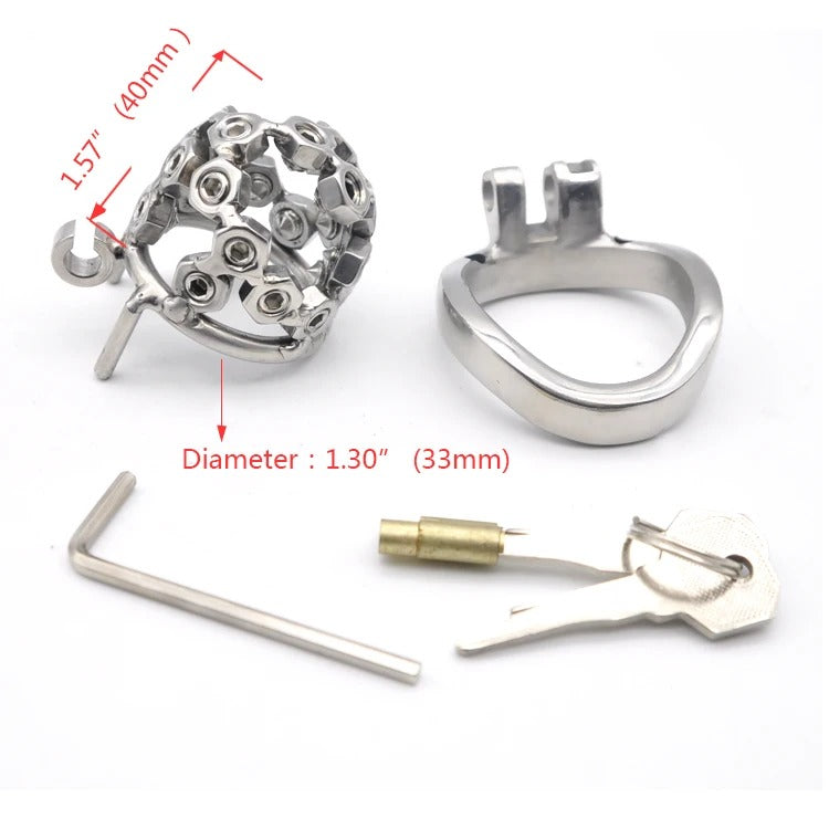 Stainless Steel Male Chastity Device with Lock and Rings