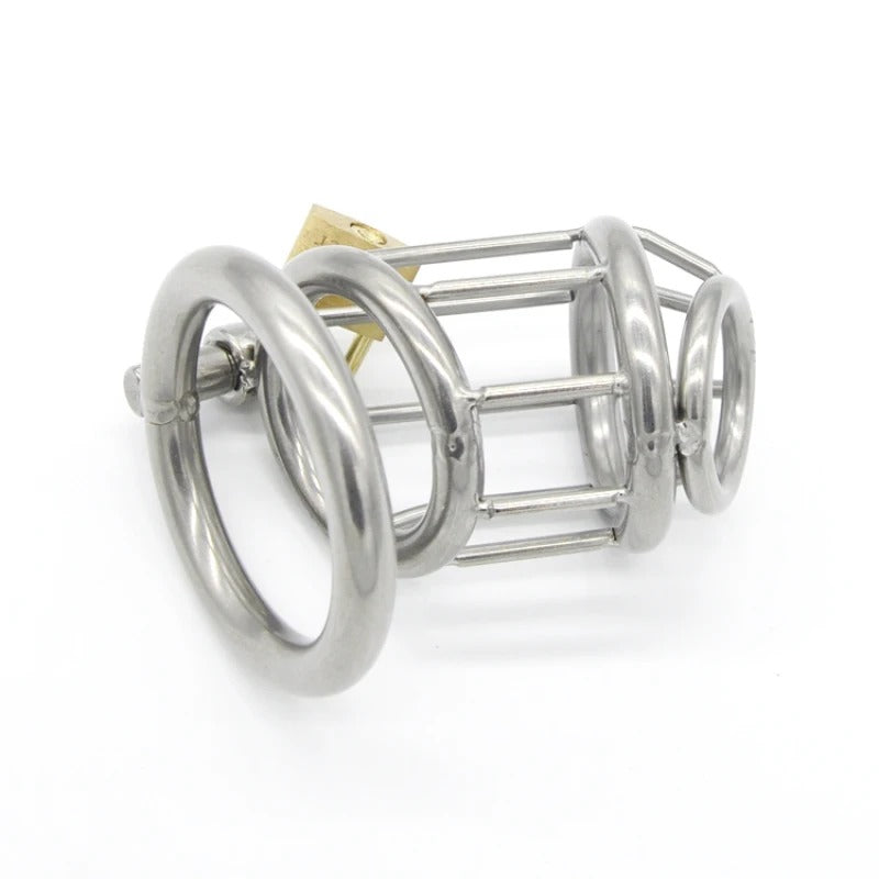 Stainless Steel Male Chastity Device with Cage, Ring and Padlock Ergonomic Chastity Belt for Men